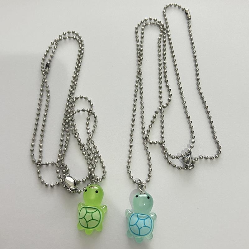 שרשרת תליון מגנטי חמודה בצורת צב ולב זוהר לאישה גבר זוג תכשיטים למסיבה מתנה