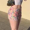 Spicy Girl Summer Floral Low-Waist Hip-Hugging Mini Skirt