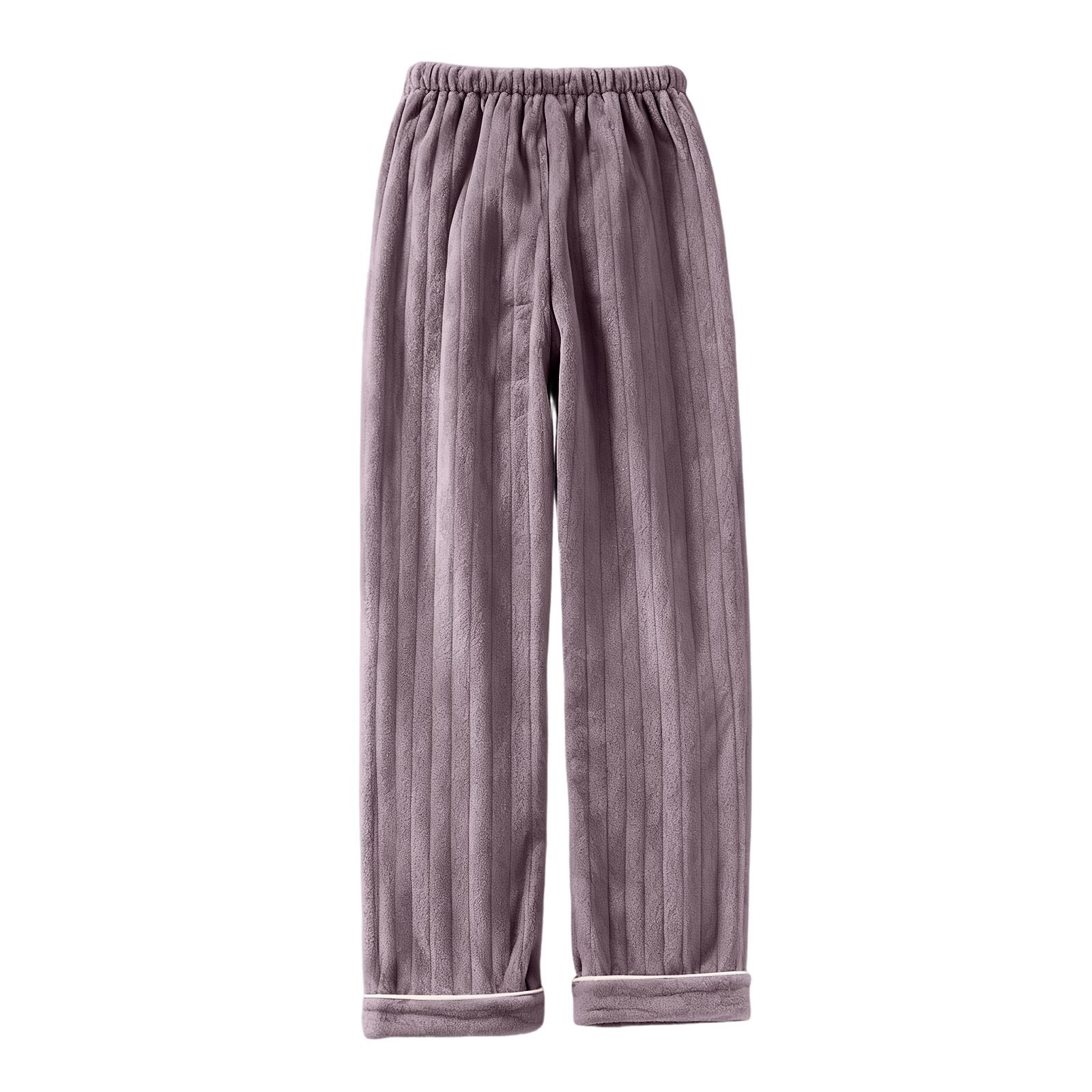 

Women s Fashion Fleece Line Thickened Long Pajama Pants M фиолетовый