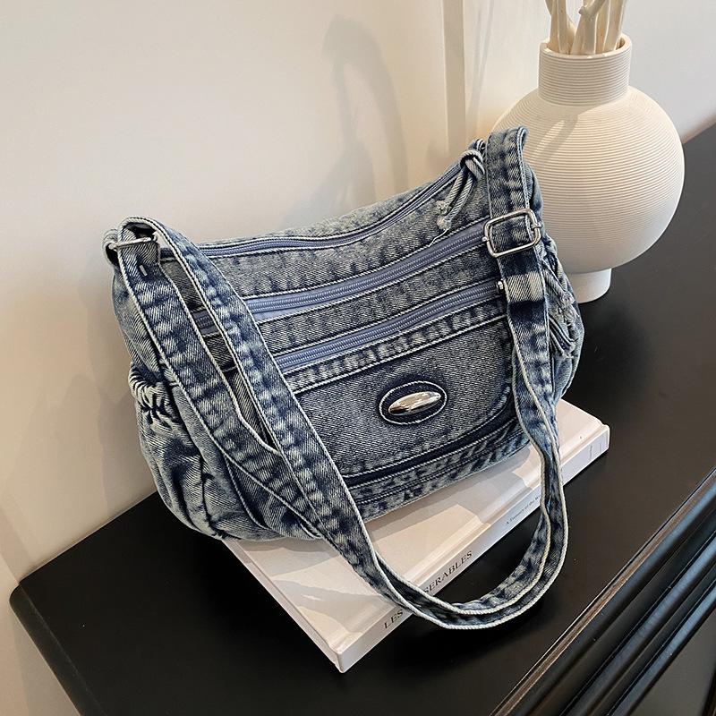 Denim Laid-back Style Retro Single-shoulder Bag Backpack Travel Mom Bag