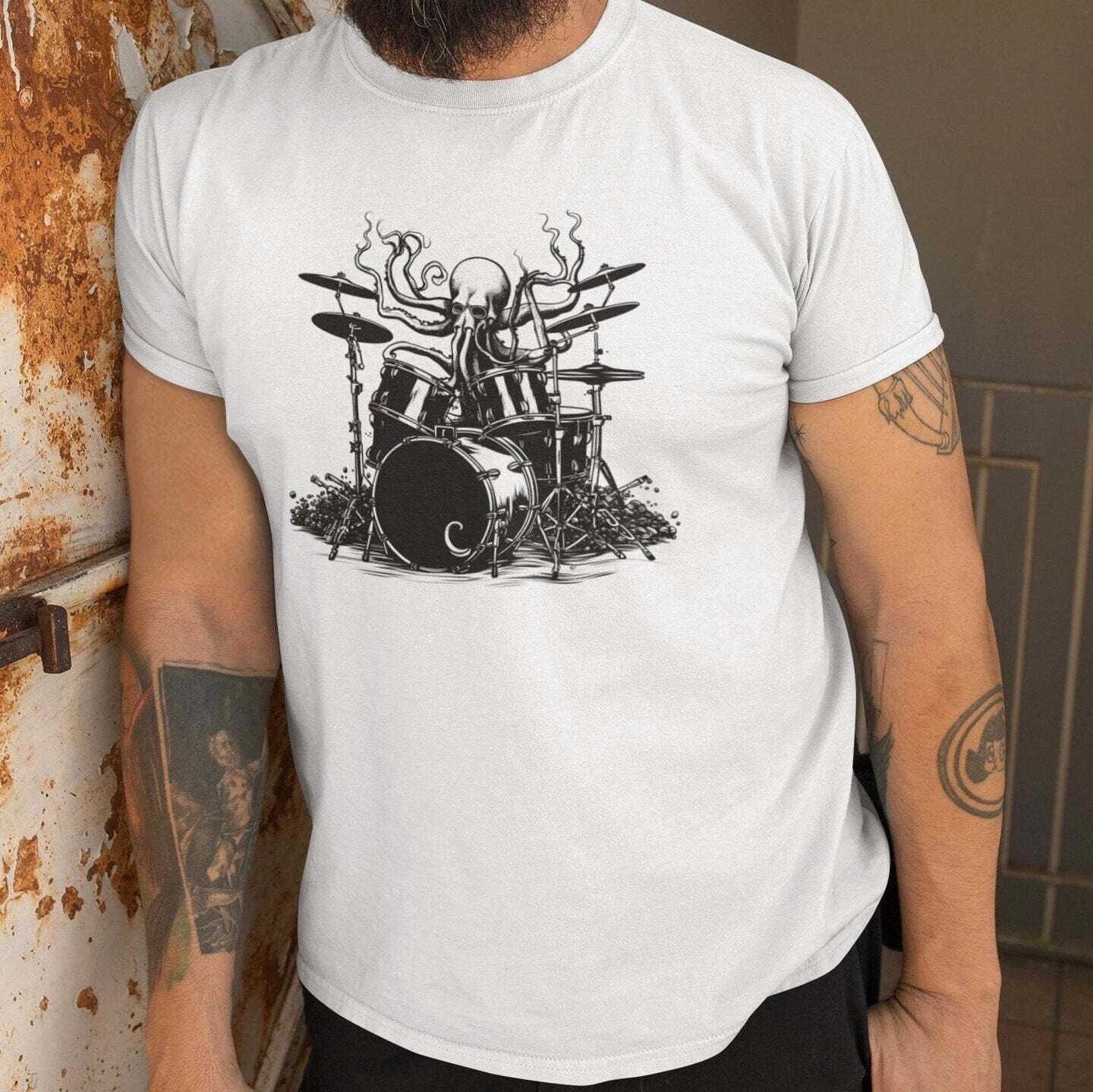 Octopus Playing Drums, Drummer Shirt L