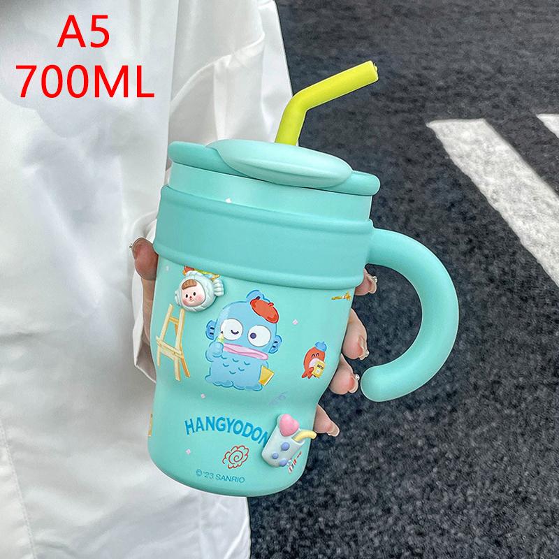 Cartoon Stainless Steel Water Cup Cute 700Ml Insulated Water Bottle Large Capacity Straw Thermos Cup Drinkware