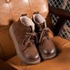 Retro kožené sametové kotníkové boty pro dámský podzim a zimu nové ručně vyráběné bavlněné a lněné větrné široká hlava šněrovací první vrstva hovězí kůže dámské boty