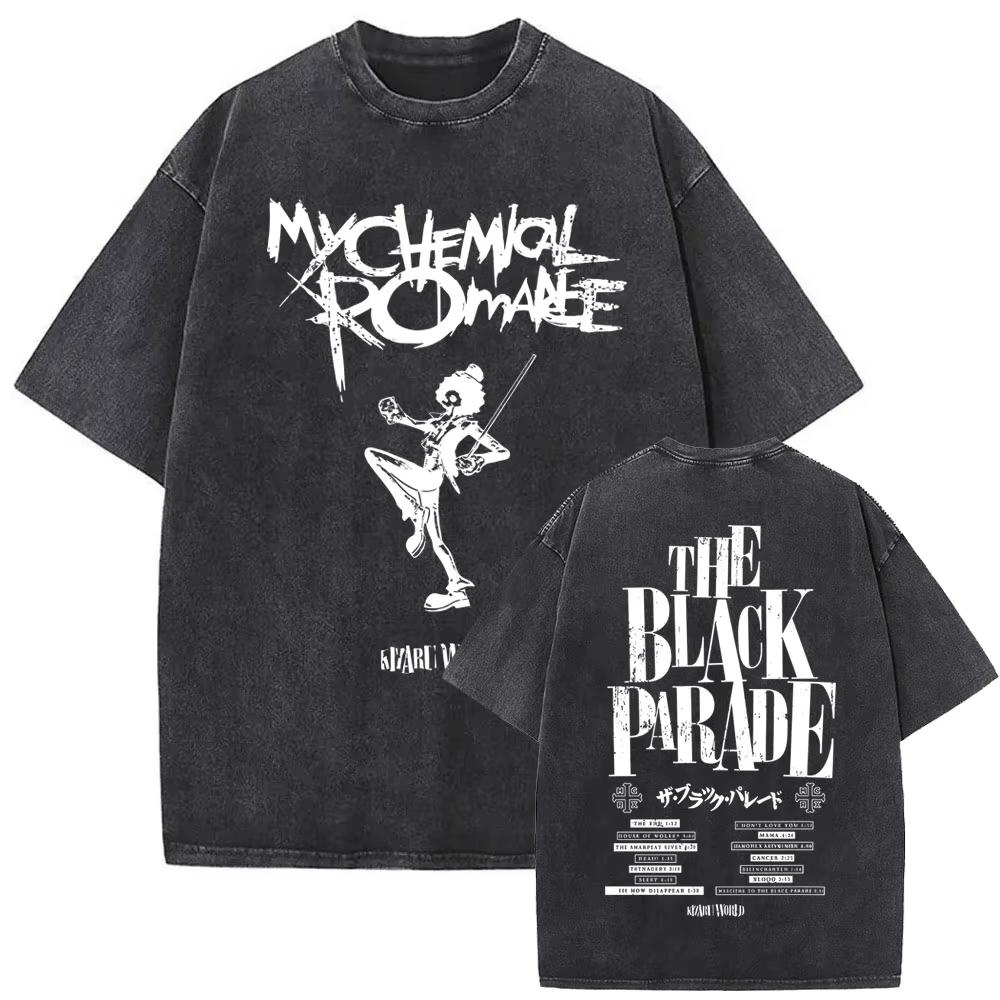 

Washed Vintage Punk Emo Band My Chemical Romance South America Tour T Shirts Men Women Gothic Rock Oversized Street Tshirt M