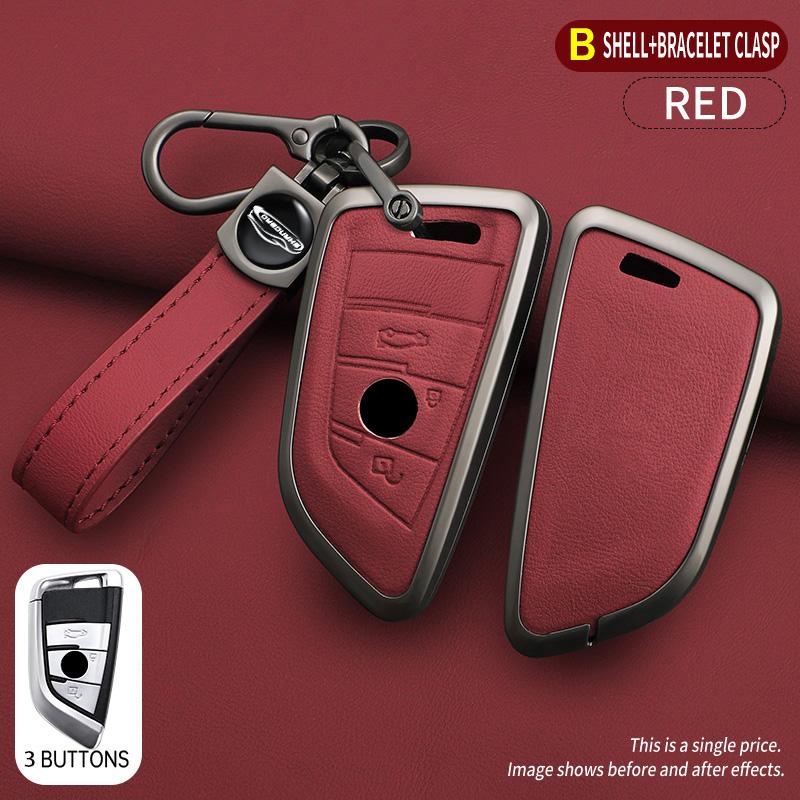 Car Zinc Alloy Leather Key Case Cover For BMW X1 X3 X5 X6 X7 F20 F15 F16 F48 G20 G30 G01 G02 G05 G11 G32 1 3 7 Series Accessorie