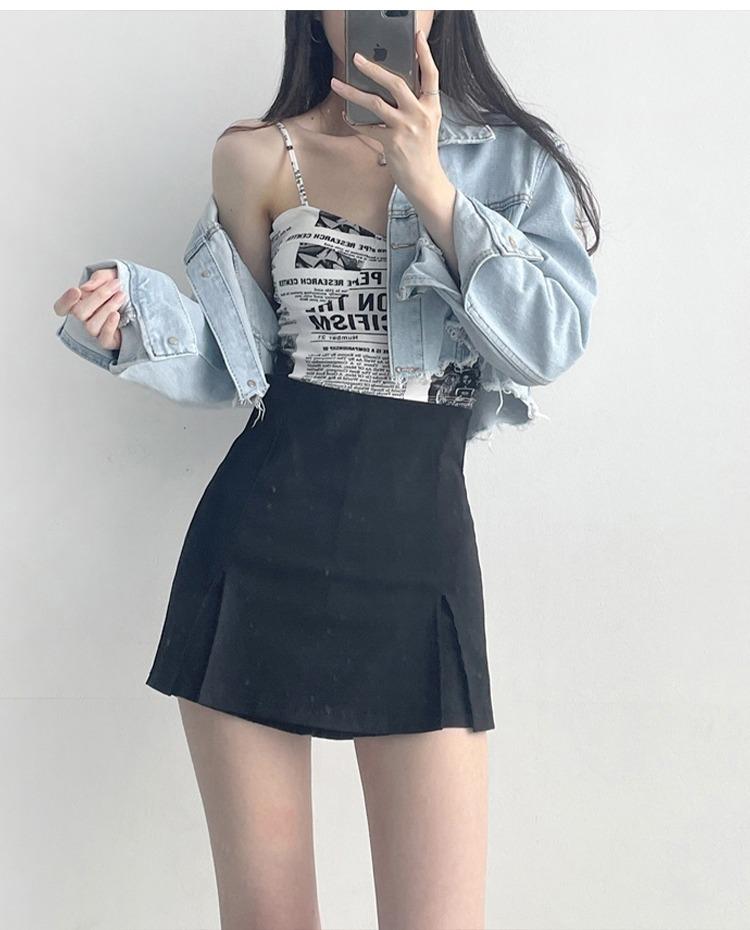 

2024 Юбка миди черная с разрезом, с высокой посадкой, больших размеров: Новый корейский облегающий А-силуэт XXXL чёрный