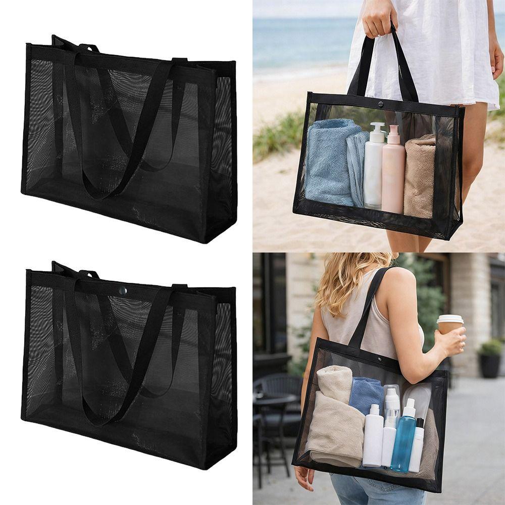 New Mesh Shoulder Bag Hollow Large Capacity Makeup Storage Bag Multifunctional Transparent Handbag Women