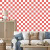 Checkerboard Wallpaper Coral, Coral Center for Living Room and Bedroom 50x1000