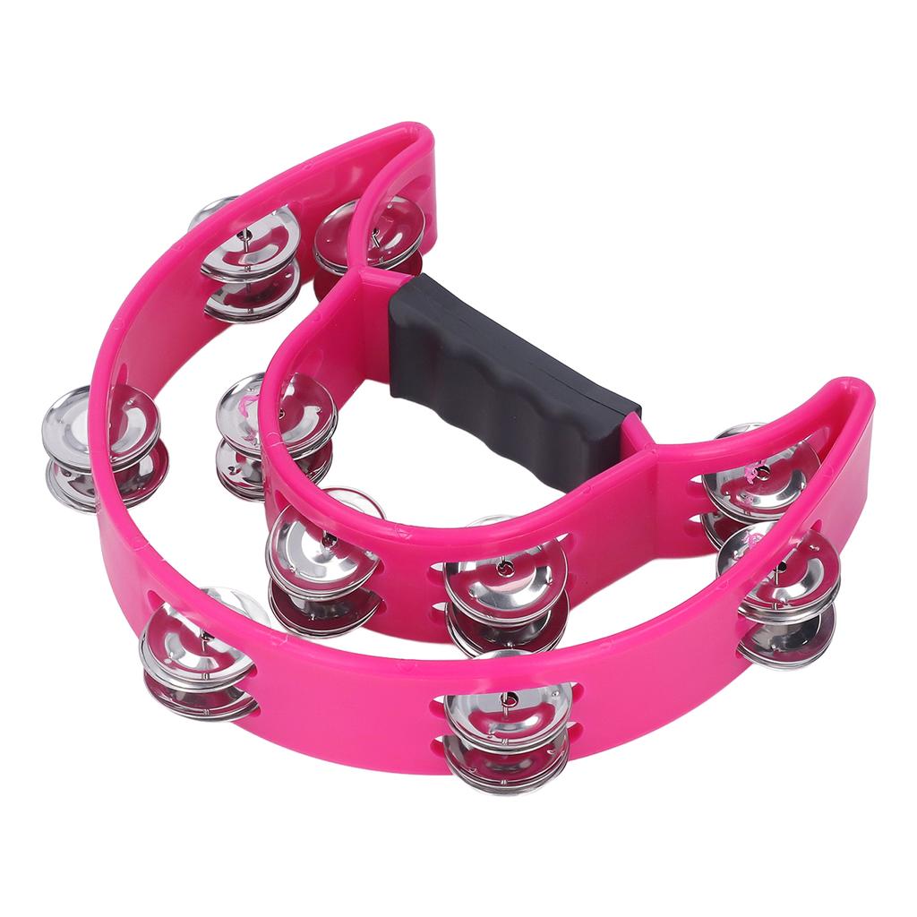 Musical Tambourine Half Moon Double Row Jingles Handheld Percussion Drum for KTV Party