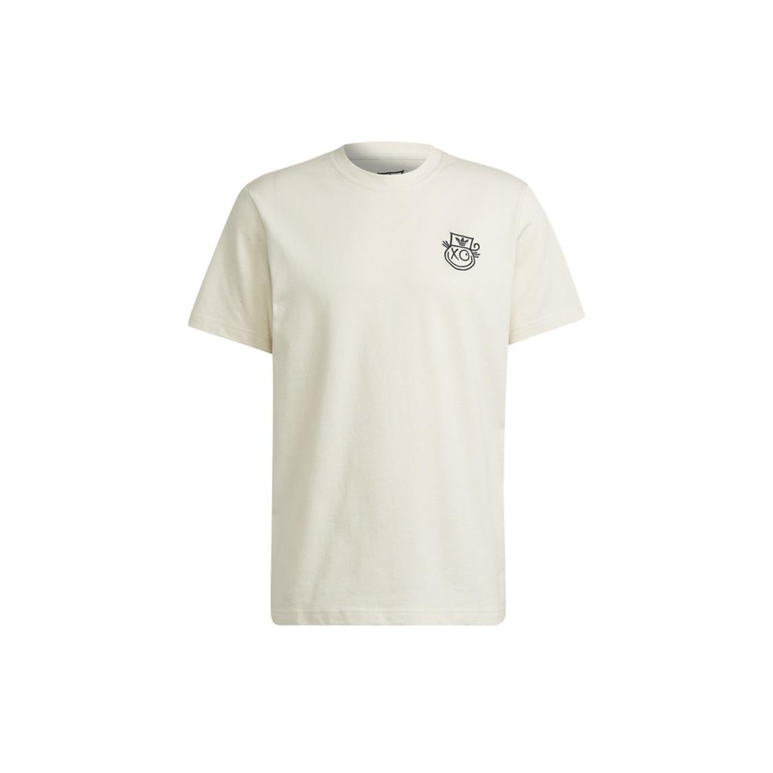 Men s adidas originals SS22 Back Pattern Printing Round Neck Short Sleeve White T-Shirt HL9240 S