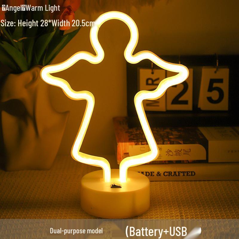 Korean Style Flamingo LED Neon Night Light - Decorative Christmas Fairy Accent with Round Base