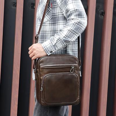 Retro Casual Men's Leather Shoulder Bag, Top Layer Cowhide Shoulder Bag, Men's Bag, Crossbody