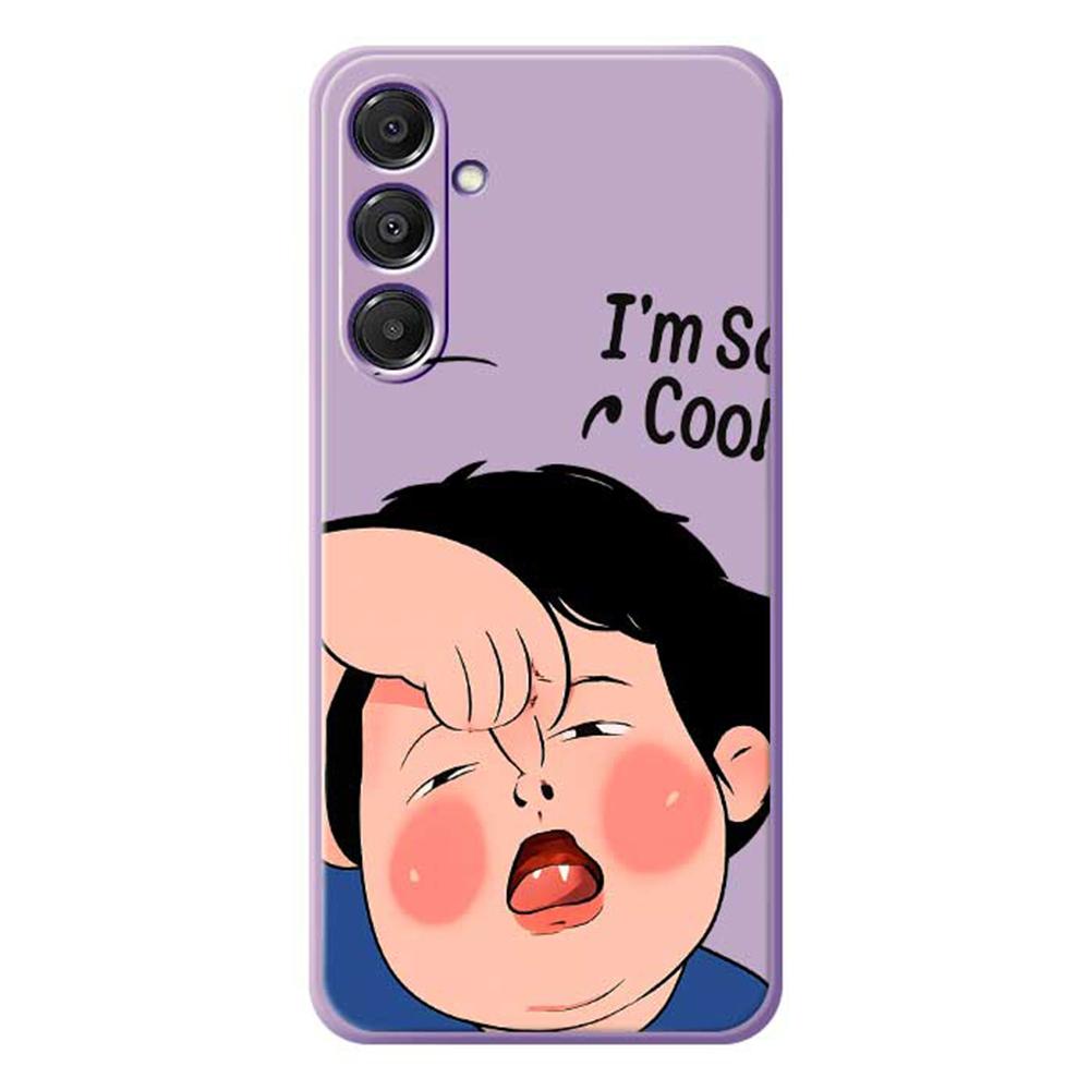 

For Samsung Galaxy A16 5G/4G Case Make Faces Kid Pattern Printing Straight Edge TPU Phone Back Cover Purple