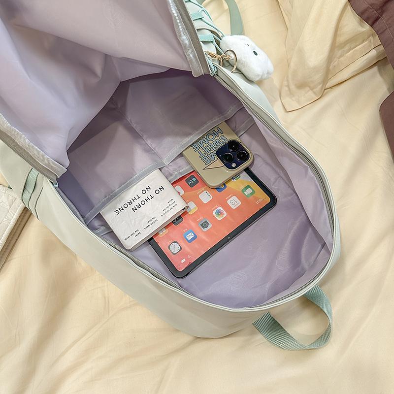 Solid Color Backpack Women's Large Capacity College Style Backpack Student Schoolbag