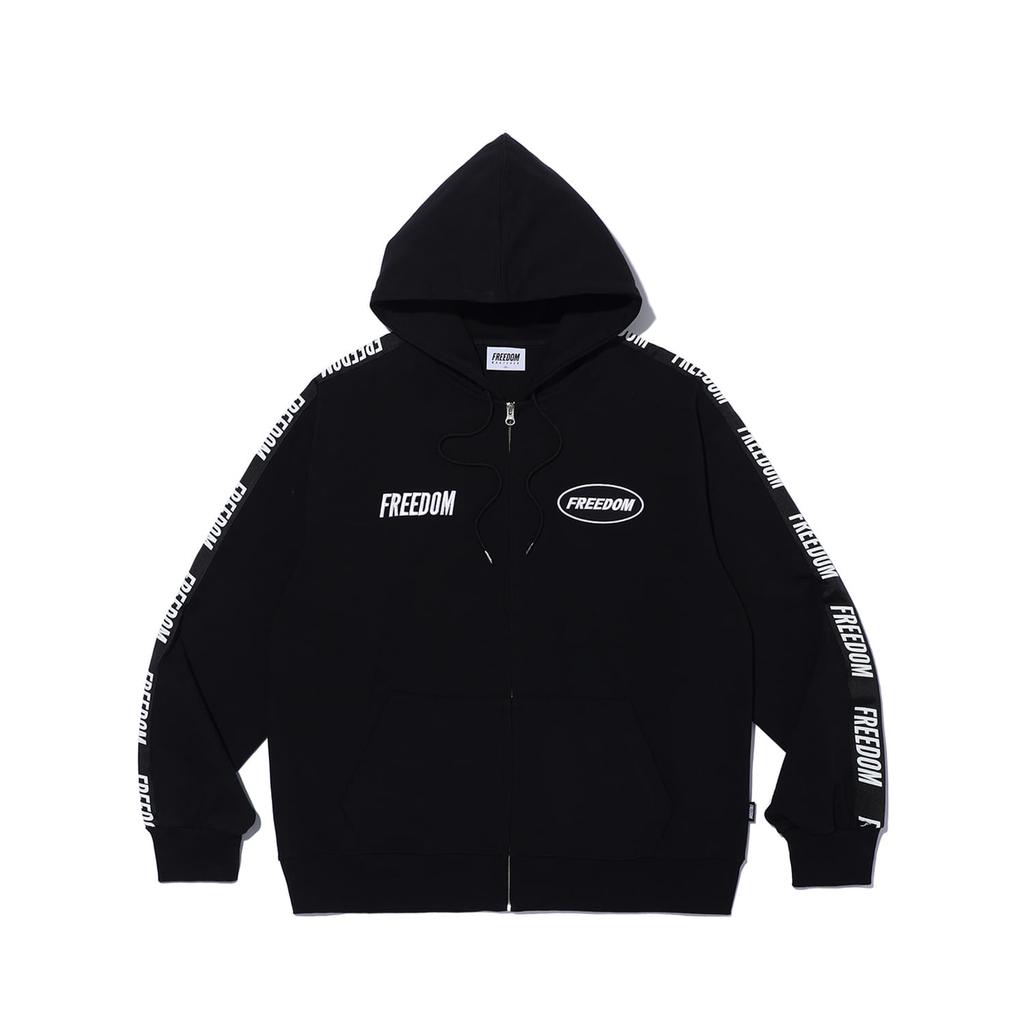 Freedom Lettering Zip-Up Hoodie (Black)