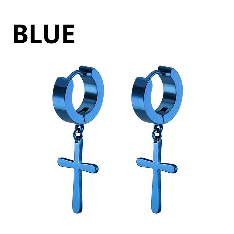 1 Pair Fashion Cross Circle Earring Stainless Steel Punk Dangle Rock Style Earrings Women Men's Earrings Fashion Jewelry Gift