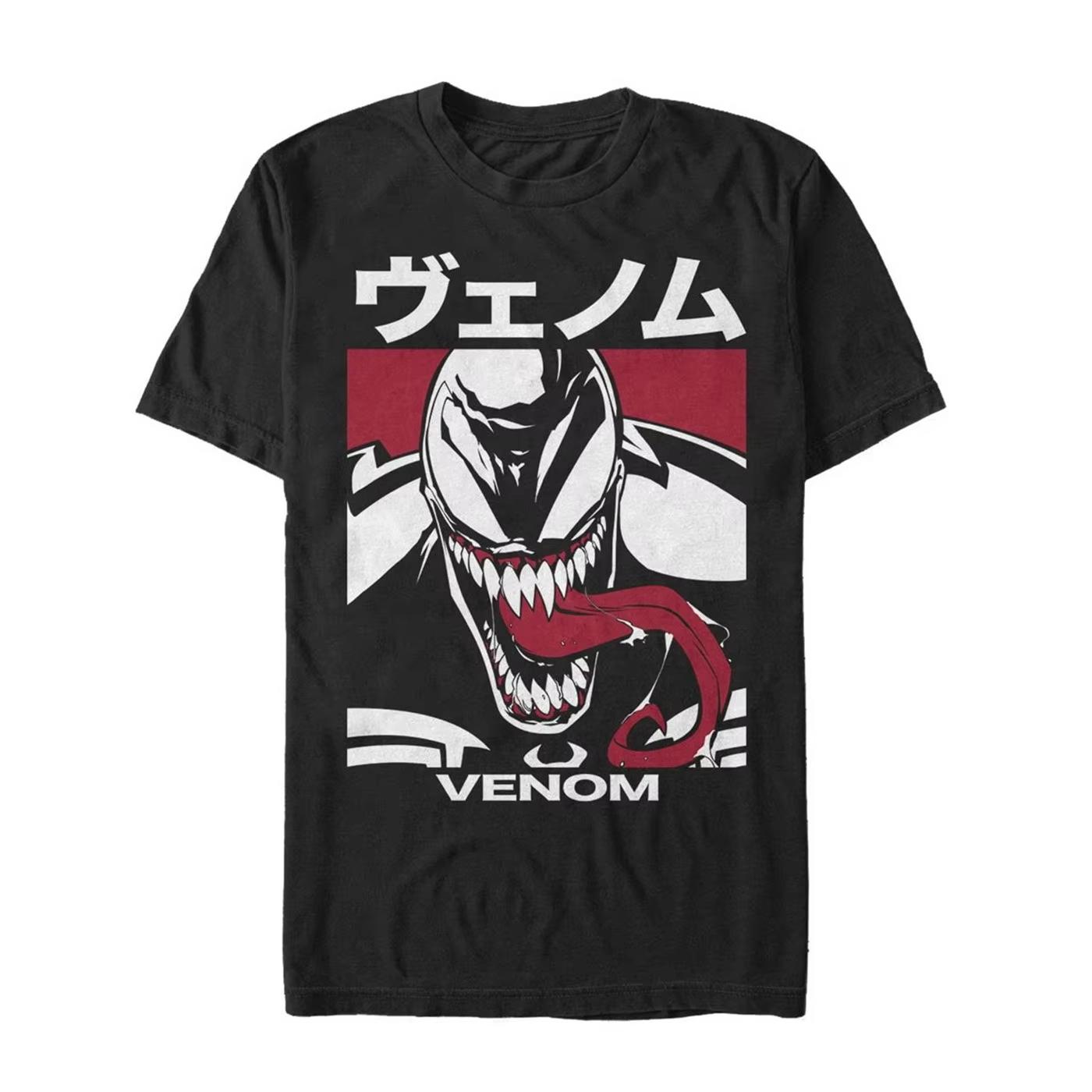 

2026 new A Mans White Venom Graphic Tshirt with A Blue Head and A Pink Tongue Design and A Casual Shortsleeved Top M
