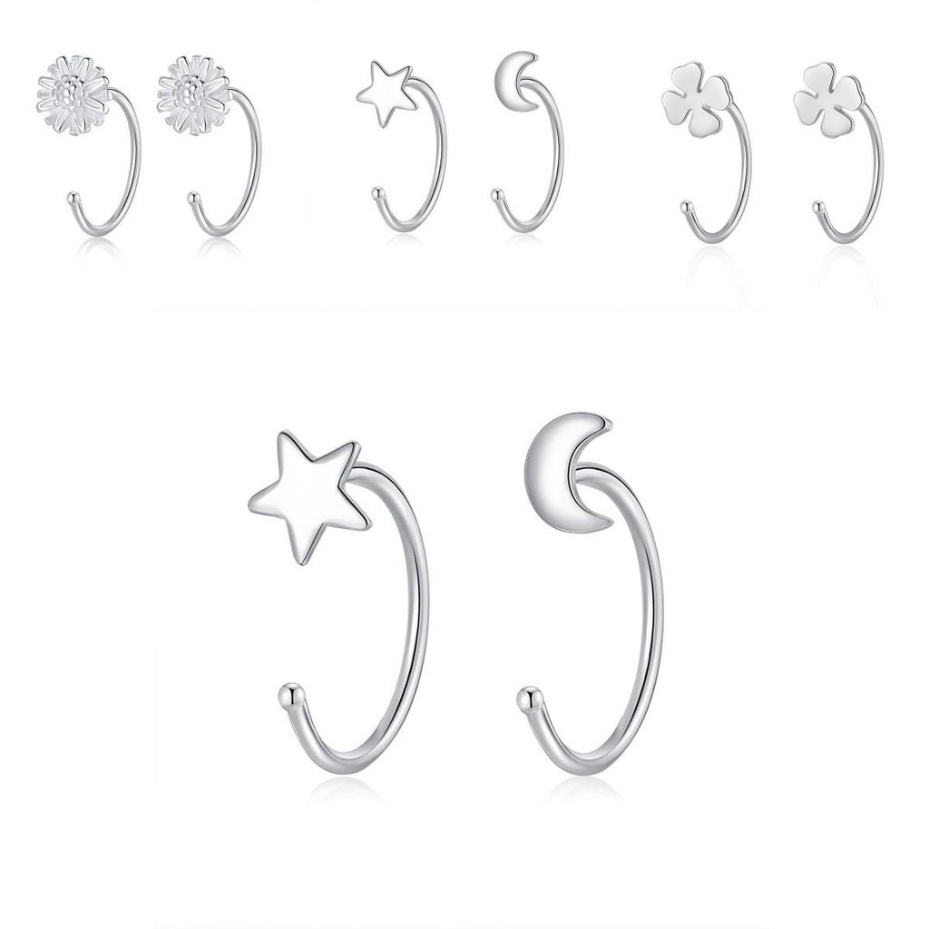 Adorable Small Stud Earrings With Various Floral Styles Cute Bowknot Designs For Fashionable Women