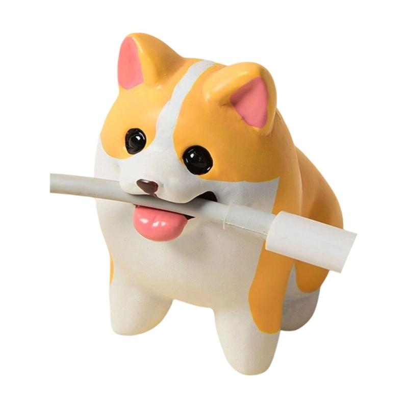 

Cord Organizers Cord Holder with Dogs Figurines Designs Resin Dog Statues Table Ornament for Home Office Decorations