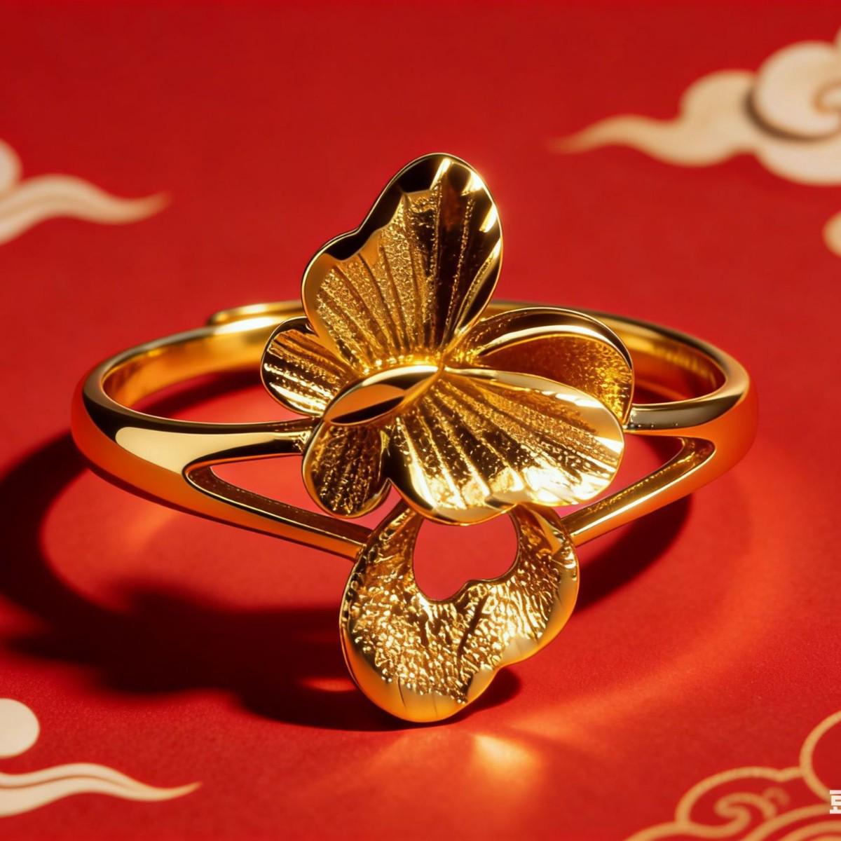 Classic Fashion Sand Gold Flower Open Ring for Women Adjustable Open золотой