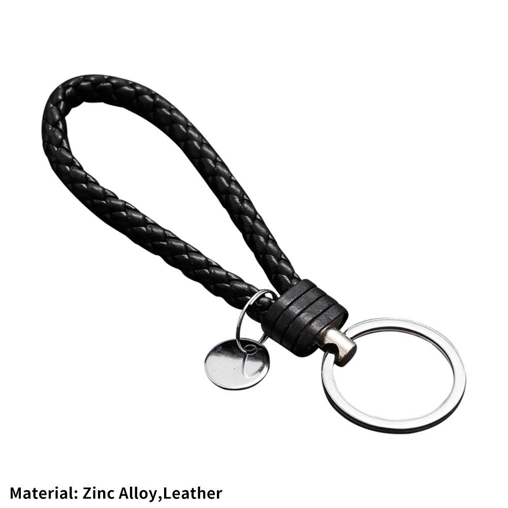 Leather Braided Woven Rope Keychain Diy Bag Pendant Key Car Holder Keyring