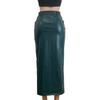 Women Skirt Faux Leather High Waisted Front Slit Hip Wrapped Skirt with Belt Buttons Closure Commuting Street Skirt