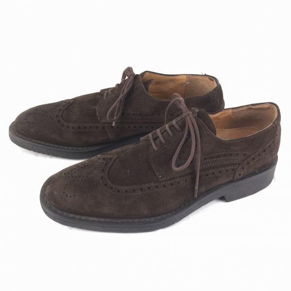 LLOYD IRVING Made In Germany Suede Leather Wingtip Business Shoes Brown Size 9F 27.5 Men's(USED)