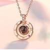 Dropshipping I LOVE YOU In 100 Languages Projection Necklace For Memory Of LOVE Choker Collier Round Shaped Drop Shipping
