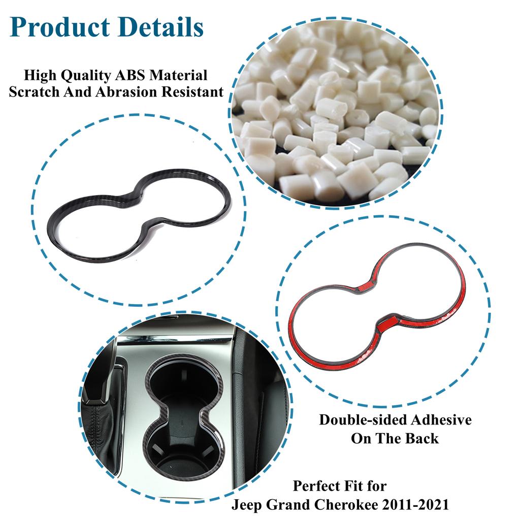 Schimbător de viteze față pentru mașină Suport pahar de apă Decorație pentru panou Autocolant ornamental pentru Jeep Grand Cherokee 2011- Interior