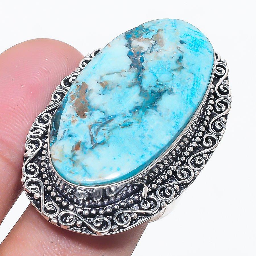 

Natural Tibetan Turquoise Gemstone 925 Sterling Silver Jewelry Ring Size 9 AR-16006