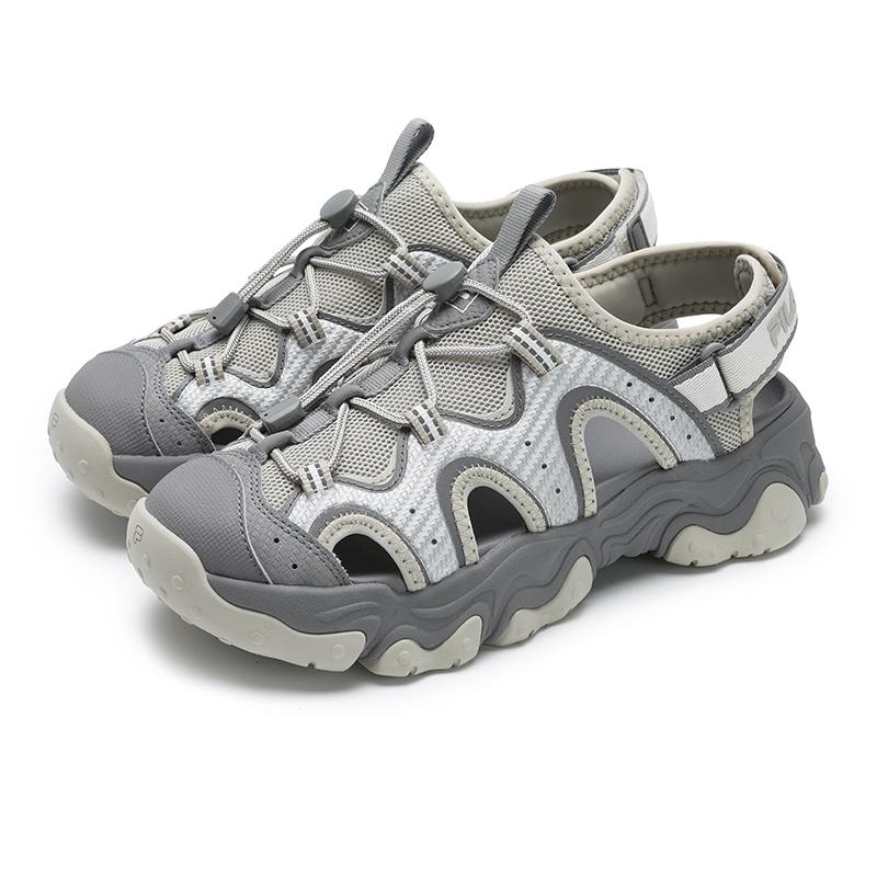 FILA Fluid 5 Sandal Cat Paw Creek Hiking Versatile Trendy Fashion Casual Retro Beach Sandals Women sandals Brown Silver F12W522401FCS