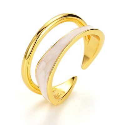 Copper Plated 14K Drop Glaze Ring, Adjustable Opening Ring, Index Finger Ring, High-End Versatile Temperament Jewelry