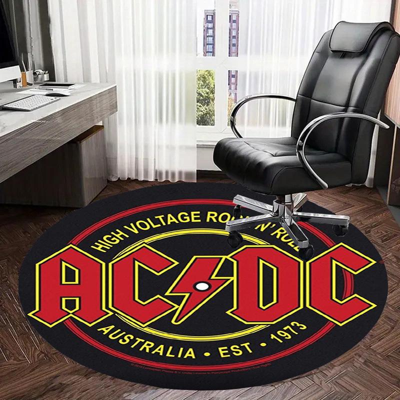 1 szt. AC/DC Wysokie Napięcie Rock N' Roll Australia 1973 Okrągły dywanik, Wykonany z Poliestru, Idealny do Dekoracji Krzeseł Biurowych, Salonów fplt810