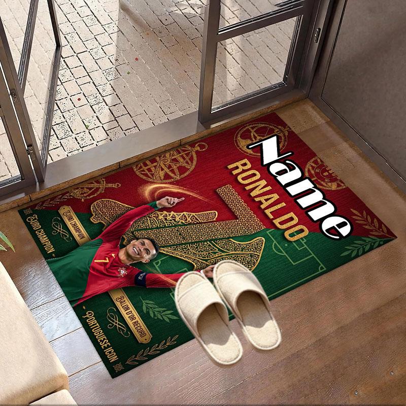 Custom Name Personalized Cristiano Ronaldo Print Carpet, Versatile Home Decor Rug, for Playroom, Apartment, Balcony, Entryway, Hallway Gift