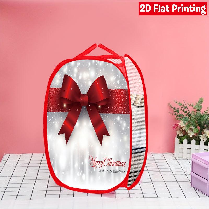 1Pcs Christmas Bathtub Santa Pop-Up Laundry Hamper Expandable Mesh Hamper Basket for Room Bedroom Bathroom Organization Contemporary Storage