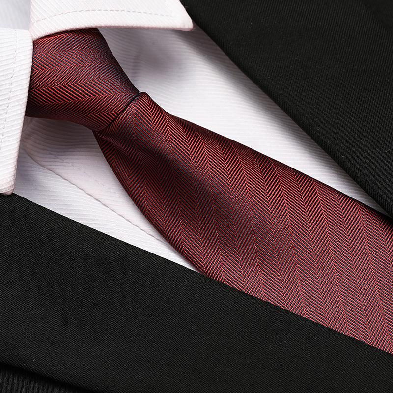 Men'S Formal Wedding Business Tie 8Cm Groom Wedding Banquet Burgundy Tie Hand Zipper Men And Women