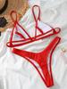 Solid Ribbed Triangle Cup Quick Dry Sexy Two Piece Bikini Set Comfortable Elegant Women Swimwear