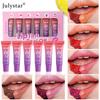 6PCS Julystar Lip Makeup Fruity Tear Lip Glaze Matte Background Waterproof Tear Lipstick