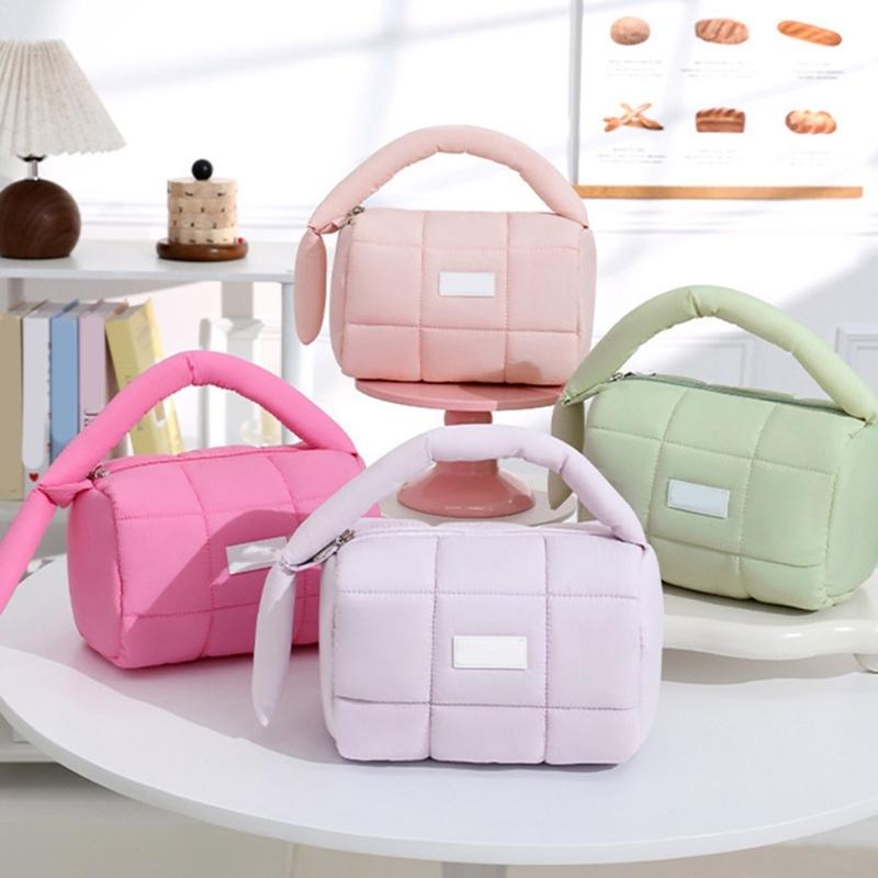 Candy Colored Nylon Cosmetic Case Spacious Storage Bag Travel Toiletry Pouch With Zippers Closure For Ladies Teens