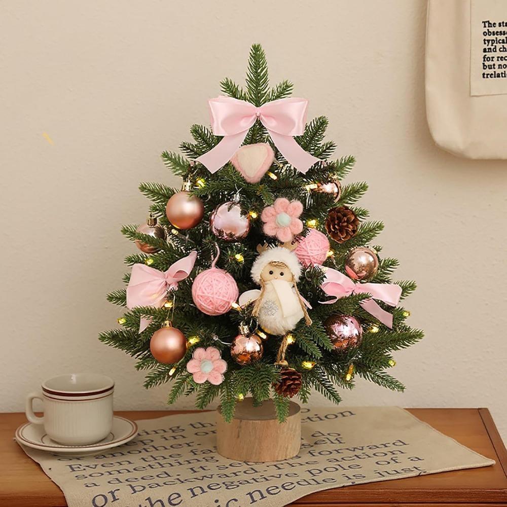 Christmas Tree Christmas Decorations Indoor Arbol De Navidad Con Luces Small Christmas Tree with Lights Warm Wooden Base for Christmas Decor Home