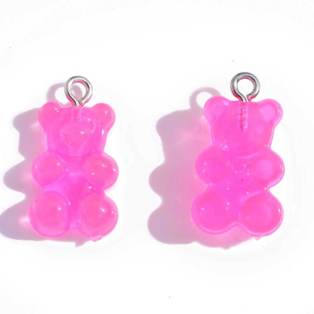 Colorful Transparent Bear Resin Pendant for DIY Jewelry and Keychains