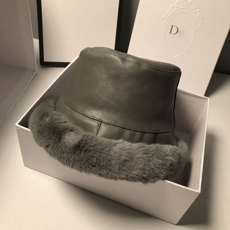 Women Winter Fluffy Plush Bucket Hat Ladies Solid Warm Faux Fur Fisherman Cap