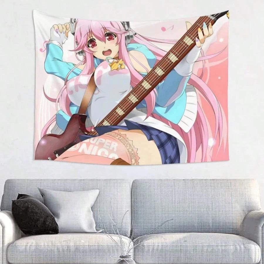 1pc Kawaii Anime Girl Wall Tapestry Polyester 2D Flat Print Versatile Decor for Dorm Bedroom  Living Room Ideal for Anime F