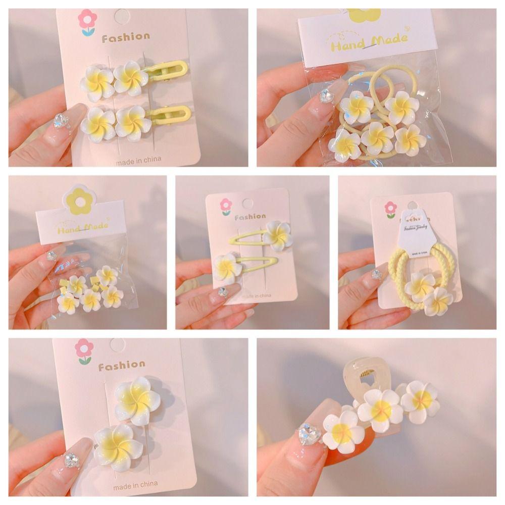 Hair Accessories Egg Flower BB Clip Hair Rope Flower Barrette Plumeria Flower Hair Clip  Kids Gift