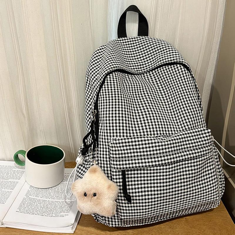 Large Capacity Casual Backpack Women's New Small Fresh College Style Student Schoolbag Plaid Backpack