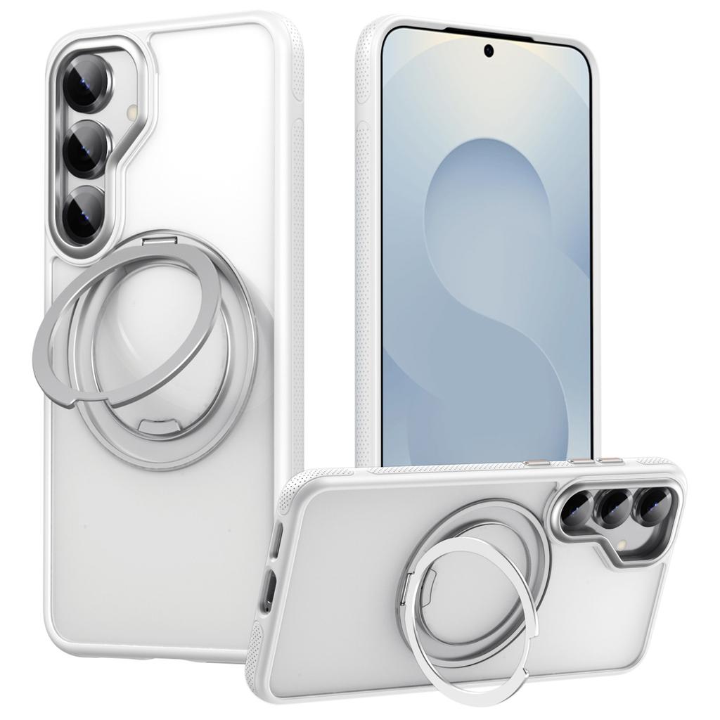 For Samsung Galaxy S25 Magnetic Case Rotating Gear Pivot Kickstand PC+TPU Phone Back Cover