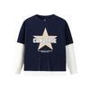 Converse Kids Star Logo Print Faux Two-Piece Long Sleeve T-Shirt