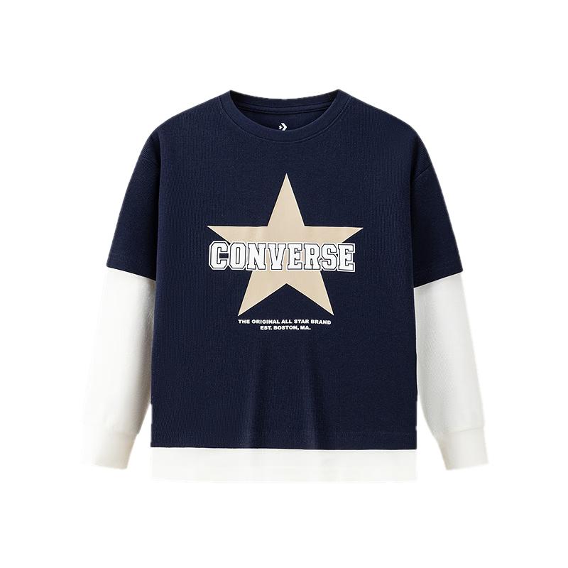 Converse Kids Star Logo Print Faux Two-Piece Long Sleeve T-Shirt 5