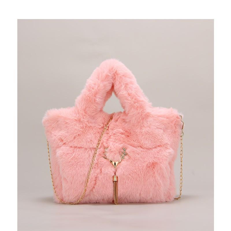 

Mao Bag Portable Tote Large Capacity Plush Women s 2025 New Chain Shoulder Cross-body рожевий