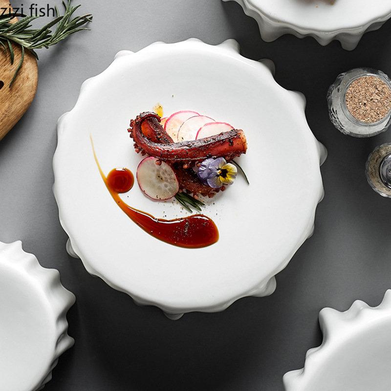 Weißer Keramik-Essteller, Restaurantgeschirr, Servierteller, Westernteller, Sashimi-Teller, Sushi-Teller, Dim-Sum-Teller, Dessertschale